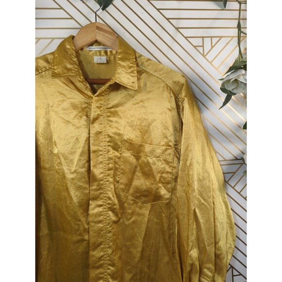 Anne Pinkerton VTG Womens Gold Crinkle Textured Blouse MADE IN JAPAN Size 8 - Picture 3 of 6